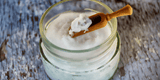 Tallow in a jar with wood spoon